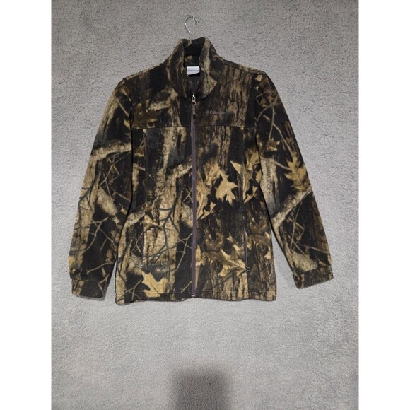Columbia Camo Jacket Youth L 14/16 Fleece Full Zip Hunting Outdoors Brown Green - Picture 1 of 10